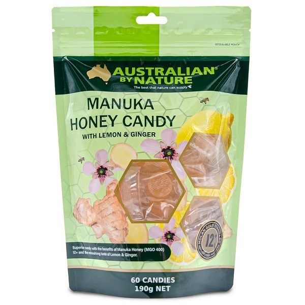 Australian by Nature-Manuka Honey Candy 12+ with Lemon & Ginger 60 Bag