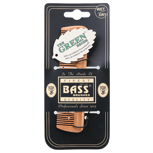 BASS-Bamboo Wood Tortoise Comb Pocket Size Fine Tooth