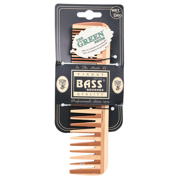 BASS-Bamboo Wood Tortoise Comb Large Wide & Fine Tooth