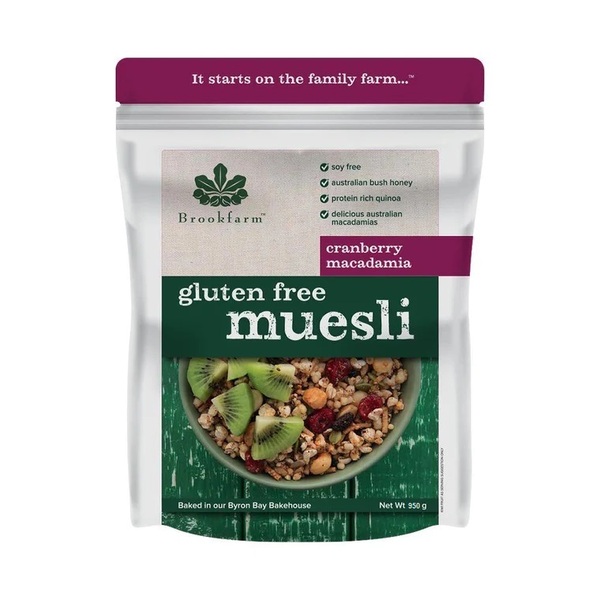 Brookfarm-Gluten Free Macadamia Muesli with Cranberry 950G