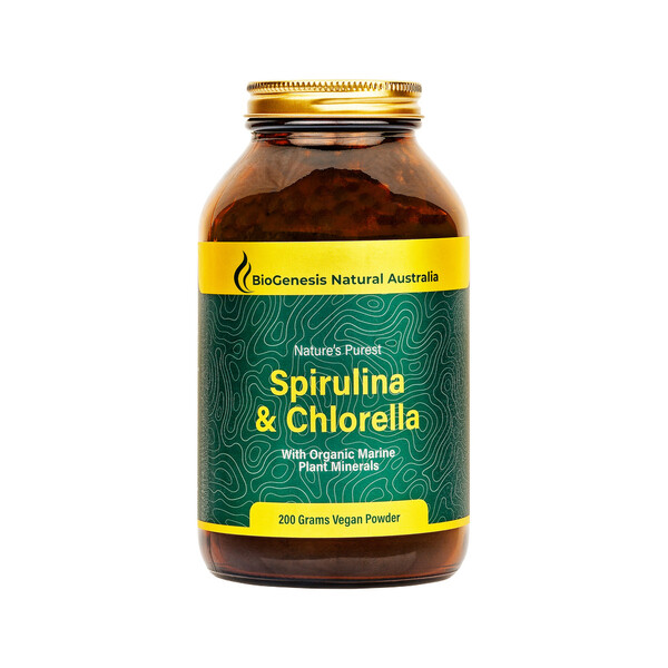 BioGenesis Natural Australia-Spirulina & Chlorella with Organic Marine Plant Minerals Powder 200G