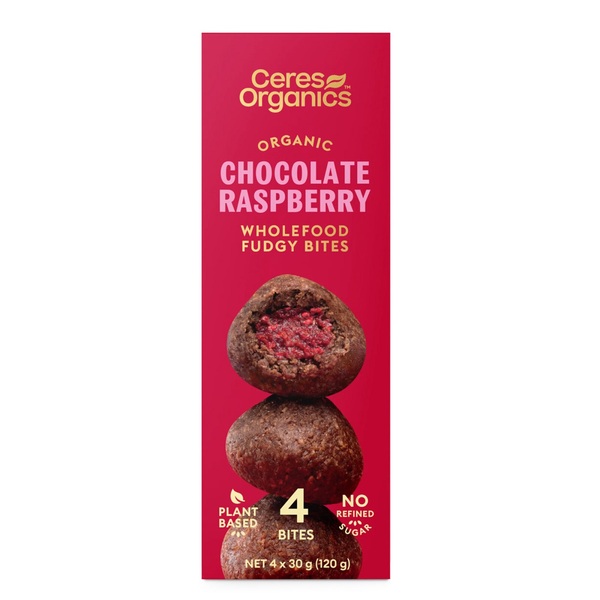Ceres Organics-Organic Fudgy Bites Chocolate Raspberry 120G