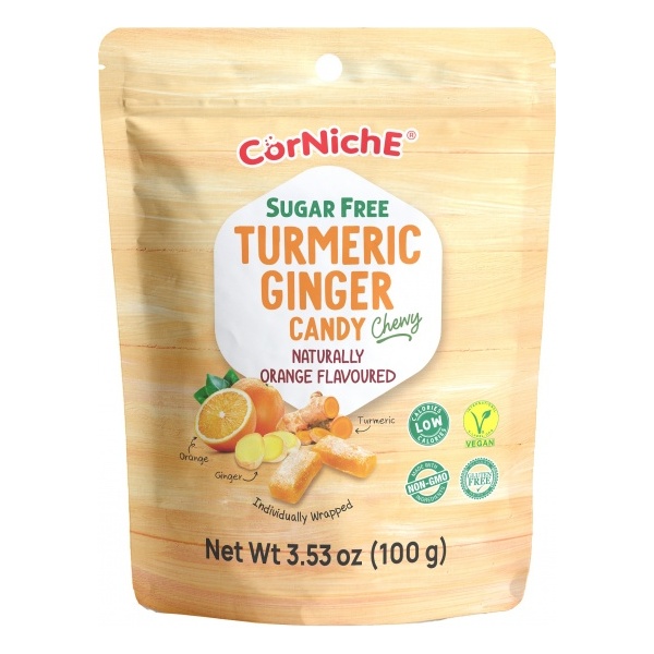 Corniche-Sugar Free Ginger Turmeric Candy Orange 100g