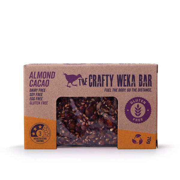 The Crafty Weka Bars-Almond & Cacao Bar Gluten Free 70G