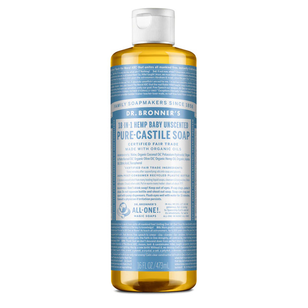 Dr Bronner's-Pure-Castile Soap 18-IN-1 Hemp Baby Unscented 473ML