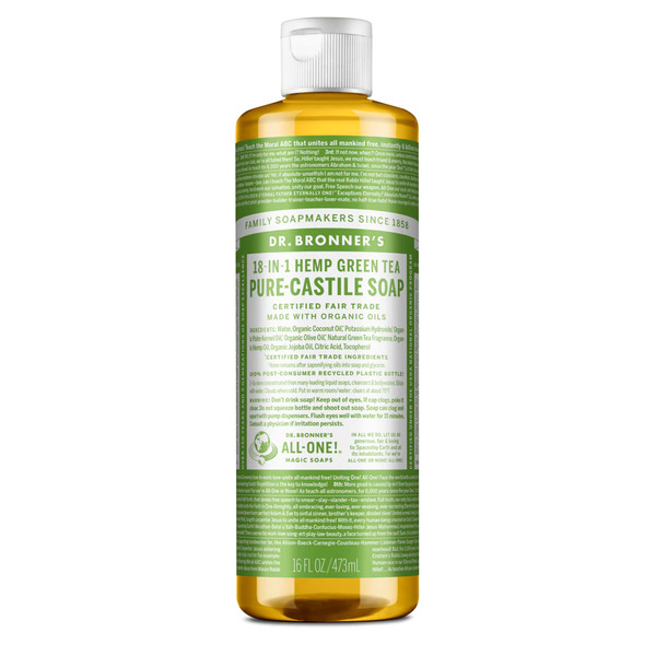 Dr Bronner's-Pure-Castile Soap 18-IN-1 Hemp Green Tea 473ML
