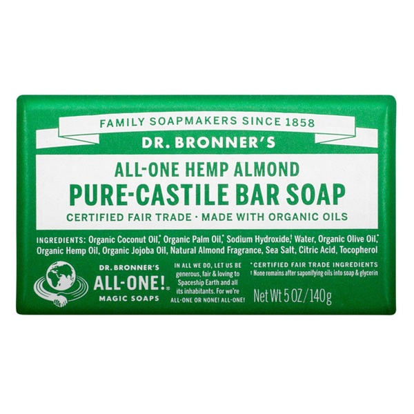 Dr Bronner's-Pure-Castile Bar Soap (Hemp All-One) Almond 140g