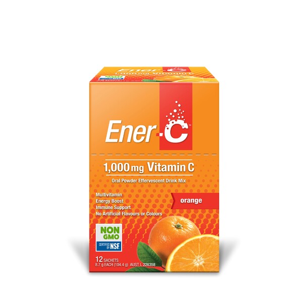 Ener-C-Orange Effervescent Multivitamin Oral Powder 12 Sachets