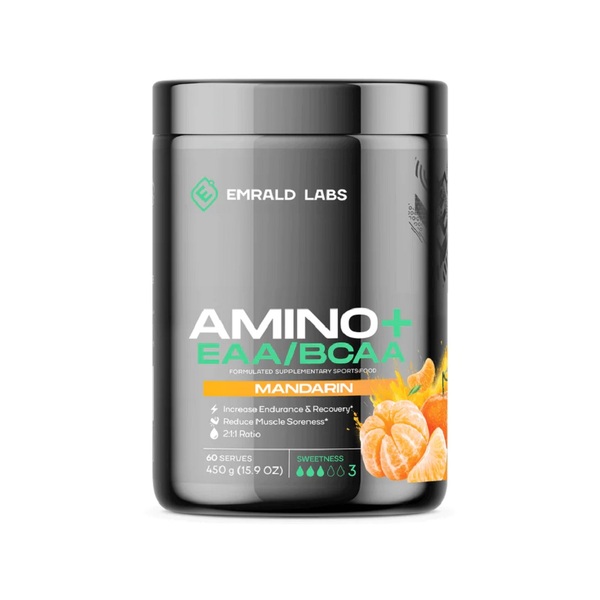 Emrald Labs-AMINO+ EAA/BCAA Mandarin 60 Serves