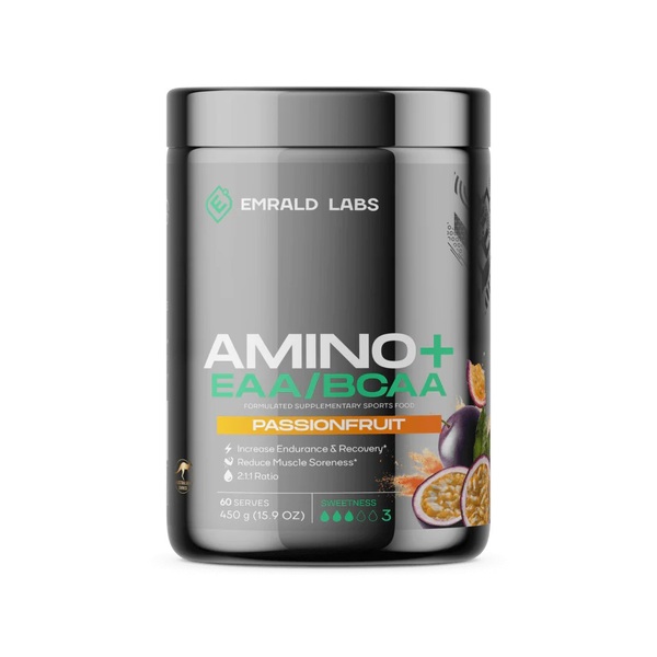 Emrald Labs-AMINO+ EAA/BCAA Passionfruit 60 Serves
