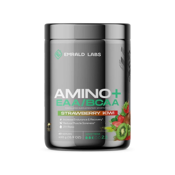 Emrald Labs-AMINO+ EAA/BCAA Strawberry Kiwi 60 Serves