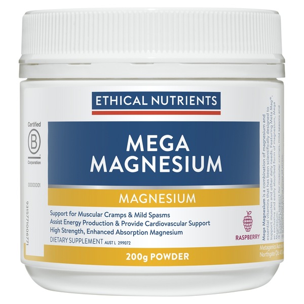 Ethical Nutrients-Mega Magnesium Powder Raspberry 200G