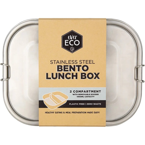 Ever Eco-Stainless Steel Bento Lunch Box 2 Compartments 1400ml