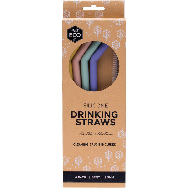 Ever Eco-Silicone Straws Bent 4 Pack