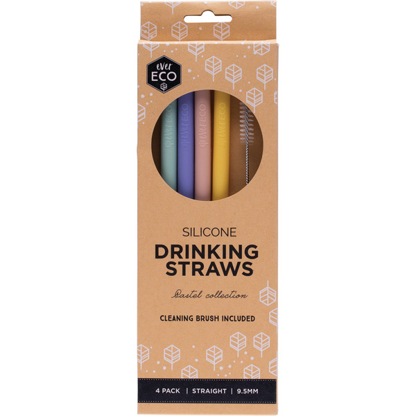 Ever Eco-Silicone Straws Straight 4 Pack