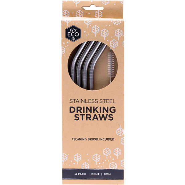 Ever Eco-Stainless Steel Straws Bent 4 Pack