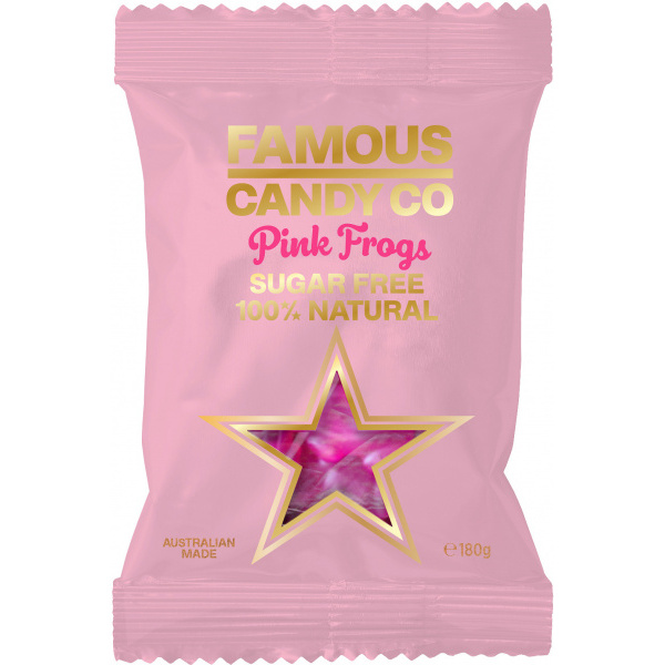 Famous Candy Co-Sugar Free Pink Frogs 180G