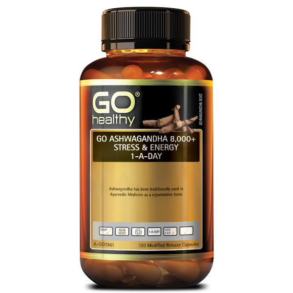 GO Healthy-Go Ashwagandha 8000+ 1-A-Day 120VC