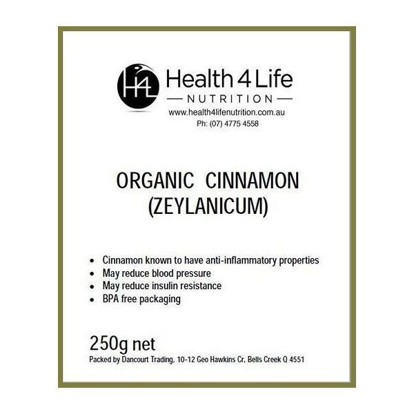 Health 4 Life Nutrition-Organic Cinnamon (Zeylanicum) 250G