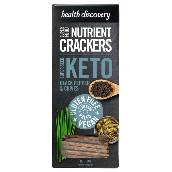 Health Discovery-Keto Superseed Black Pepper & Chives Crackers 150G