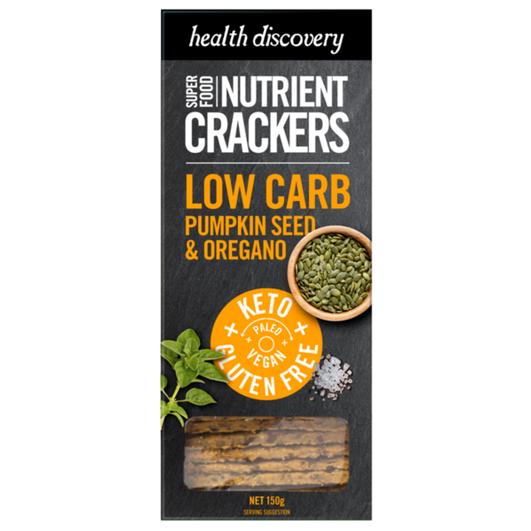 Health Discovery-Low Carb Pumpkin Seed & Oregano Crackers 150G