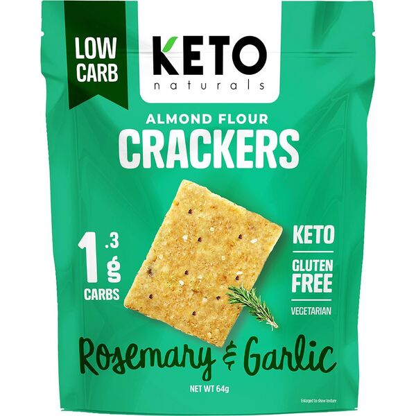 Keto Naturals-Almond Flour Crackers Rosemary & Garlic 64g