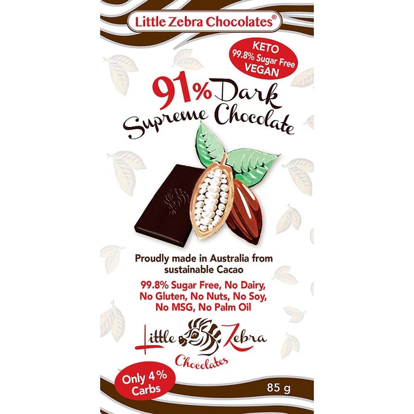 Little Zebra Food Co-91% Dark Supreme Chocolate 85G