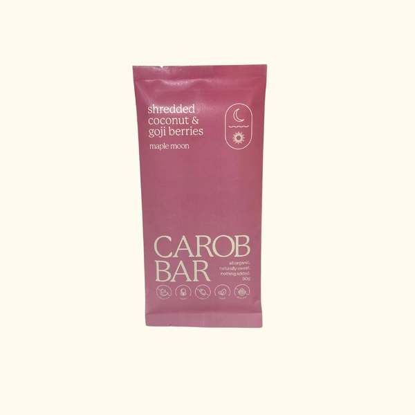 Maple Moon-Organic Vegan Coconut Flakes & Goji Berries Carob Bar 90g