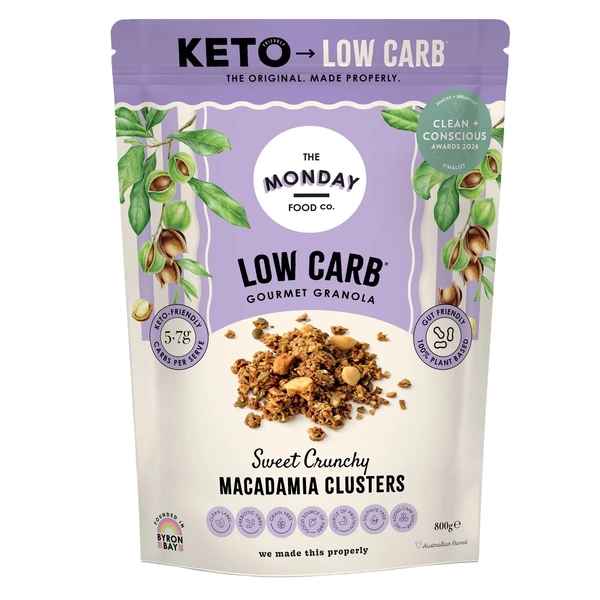 The Monday Food Co-Crunchy Macadamia Clusters Low Carb/ Keto Granola 800G