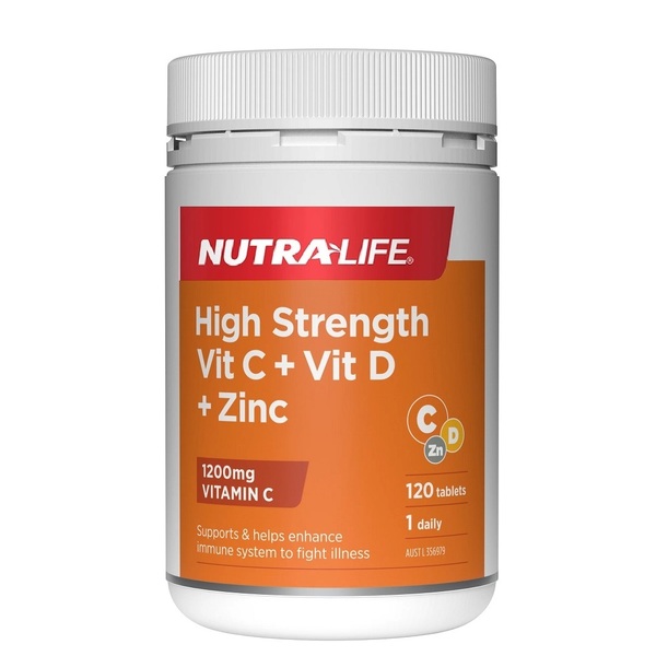 Nutralife-High Strength Vitamin C + D + Zinc 120T