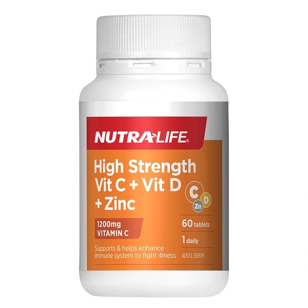 Nutralife-High Strength Vitamin C + D + Zinc 60T