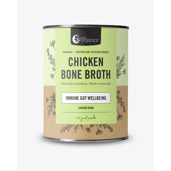 Nutra Organics-Organic Chicken Bone Broth Garden Herb Flavour Powder 125G 