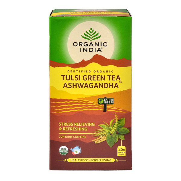 Organic India-Tulsi Green Tea Ashwagandha 25 Tea Bags