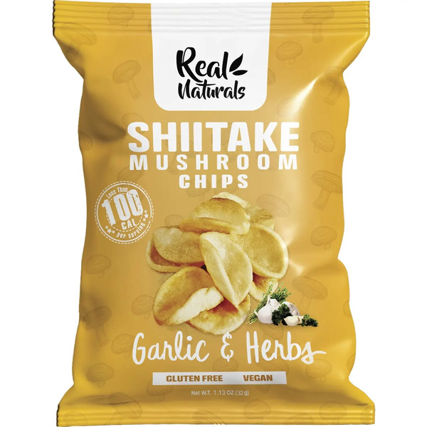 Real Naturals-Shiitake Mushroom Chips Garlic & Herbs 32G