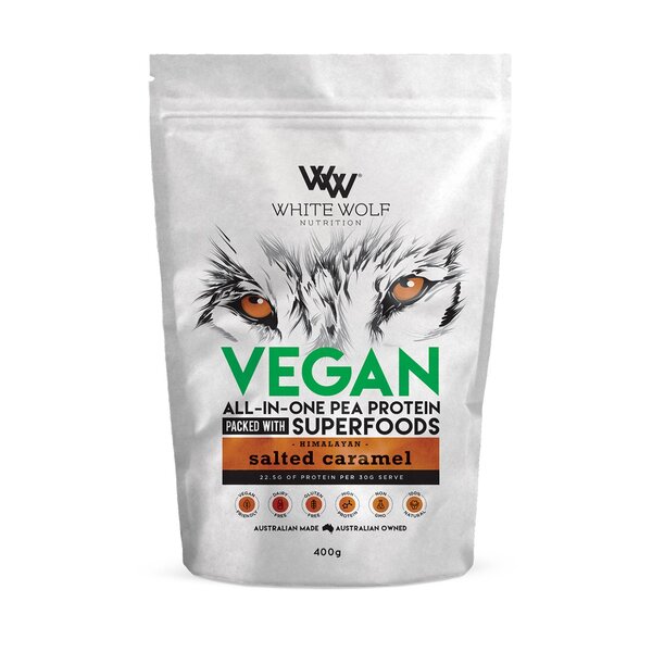 White Wolf Nutrition-Vegan Protein Blend Salted Caramel 400G
