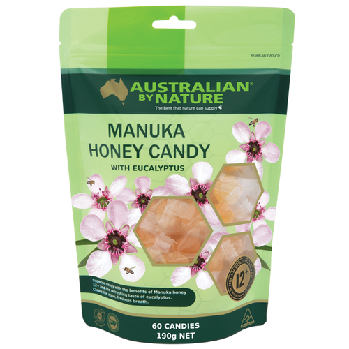 Australian by Nature-Manuka Honey Candy 12+ with Eucalyptus 60 Bag