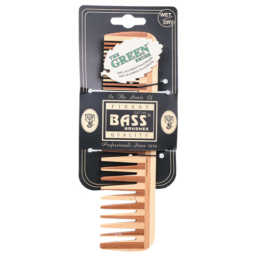 BASS-Bamboo Wood Tortoise Comb Large Wide & Fine Tooth