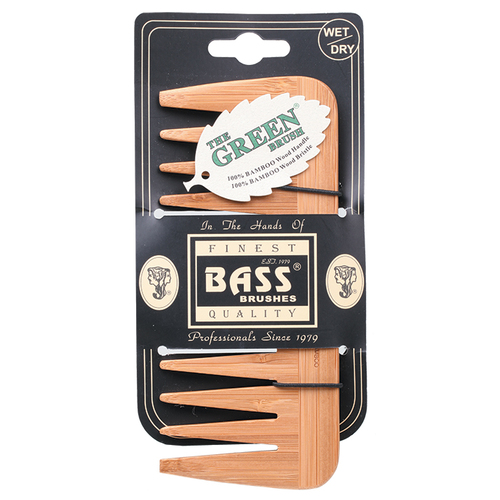 BASS-Bamboo Wood Tortoise Comb Medium Wide Tooth
