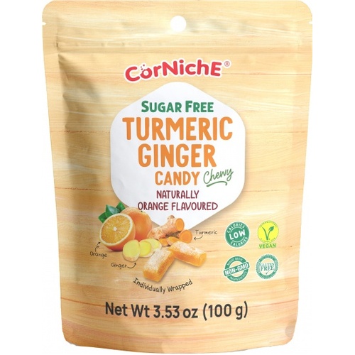 Corniche-Sugar Free Ginger Turmeric Candy Orange 100g