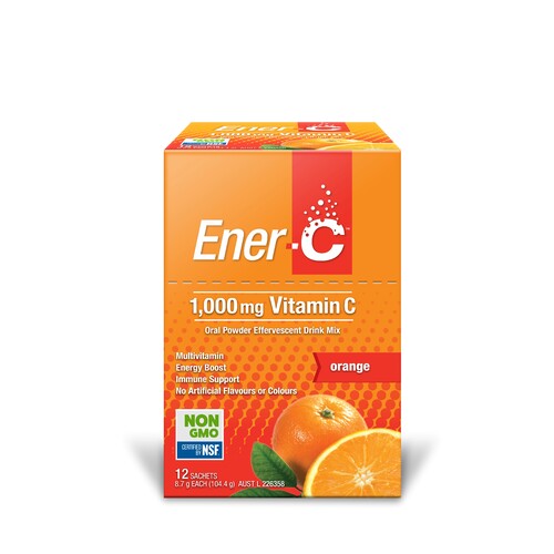 Ener-C-Orange Effervescent Multivitamin Oral Powder 12 Sachets