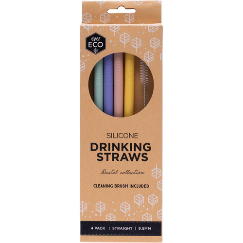 Ever Eco-Silicone Straws Straight 4 Pack