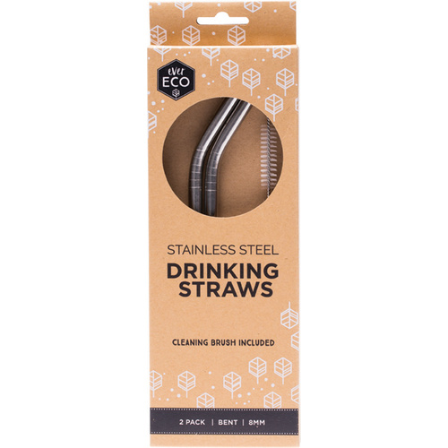 Ever Eco-Stainless Steel Straws Bent 2 Pack
