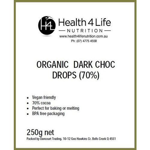 Health 4 Life Nutrition-Organic Dark Chocolate Drops (70%) 250G