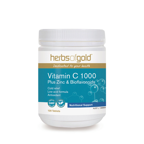 Herbs of Gold-Vitamin C 1000 Plus Zinc & Bioflavonoids 120T