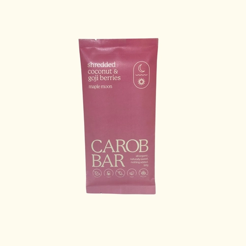 Maple Moon-Organic Vegan Coconut Flakes & Goji Berries Carob Bar 90g