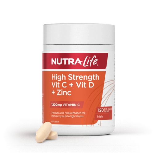Nutralife-High Strength Vitamin C + D + Zinc 120T
