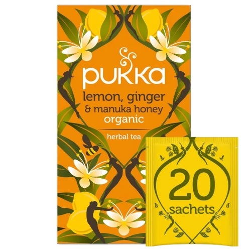 Pukka-Lemon, Ginger & Manuka Honey Herbal Tea Sachets