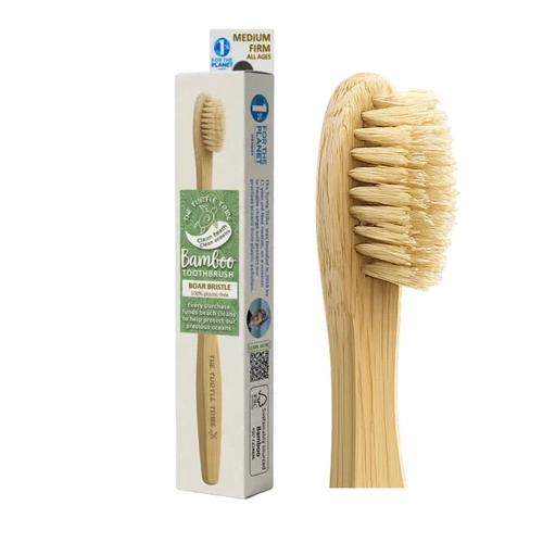 Turtle Tribe-Bamboo Toothbrush Natural Boar Bristle, Medium/Firm