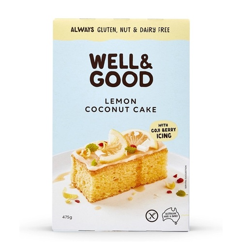 Well & Good-GF Lemon Coconut Cake 475G